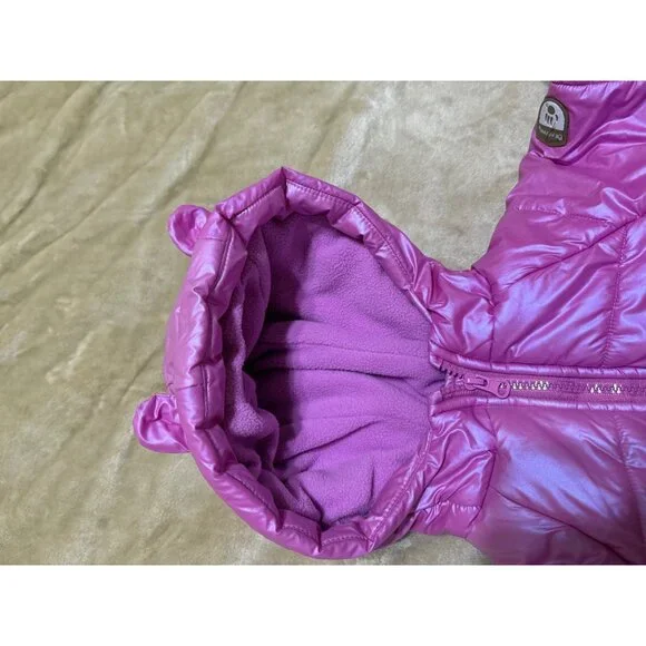 Bearpaw Girls 4T Pink Hooded Puffer Coat Fleece Lined Winter Jacket - Picture 3 of 9